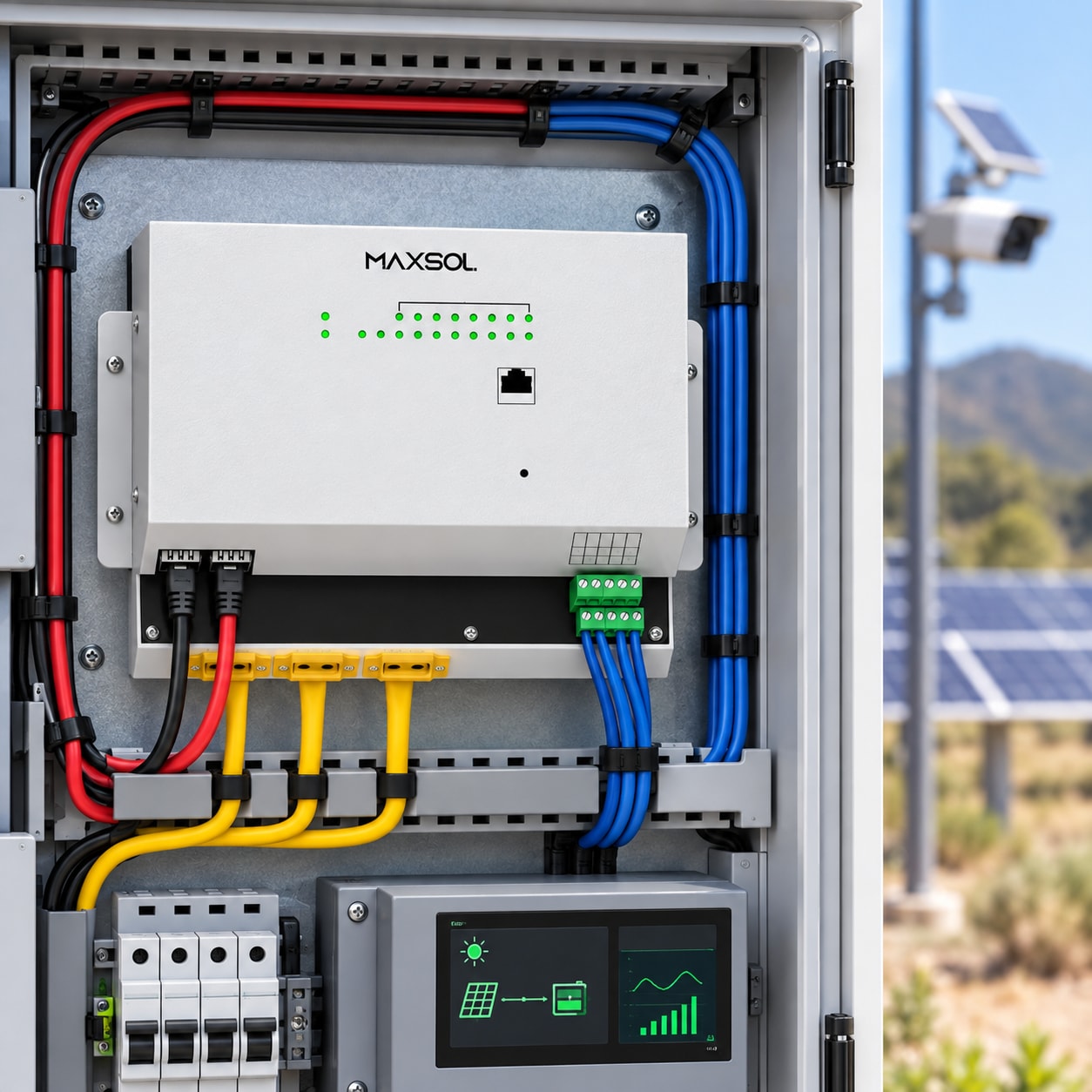 Switch PoE industriel solaire manageable Maxsol IOT2802SFG-S avec ports Ethernet et SFP