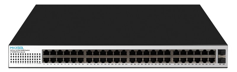 Commutateur Gigabit PoE Maxsol PS14802SFG à 48 ports avec deux ports uplink et budget PoE total de 400 W