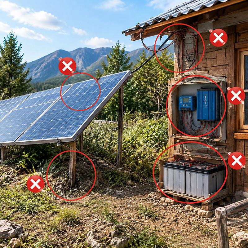 Erreurs de conception d’un système solaire hors réseau