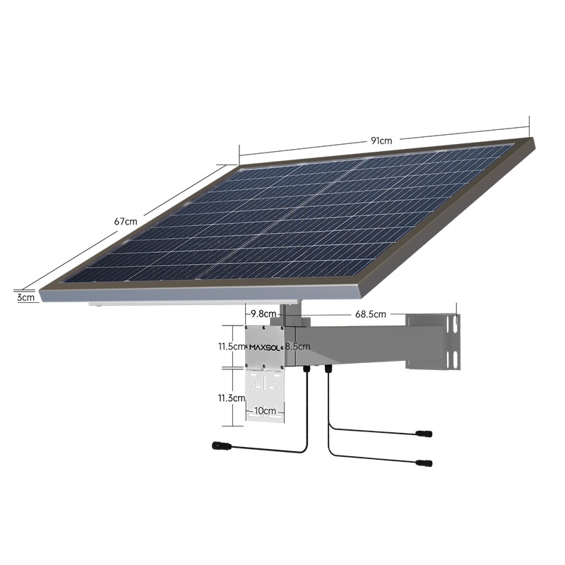 Système solaire Maxsol CS12060 avec panneau monocristallin 120 W et batterie LiFePO4 12,8 V 60 Ah