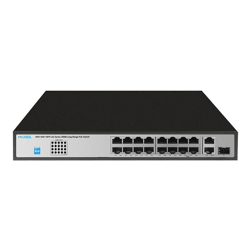 Commutateur Fast Ethernet PoE+ à 16 ports avec liaisons montantes Gigabit