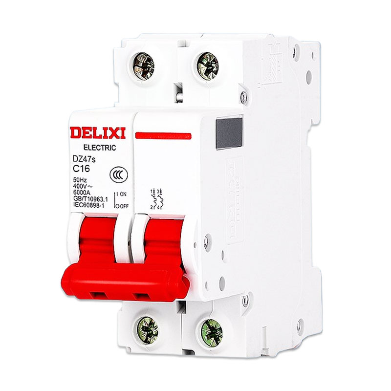 Disjoncteur bipolaire 16 A, courbe C, 6 kA, rail DIN