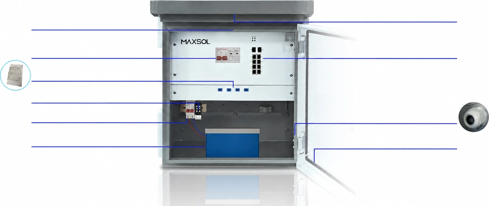 Coffret intelligent MAXSOL avec composants numérotés