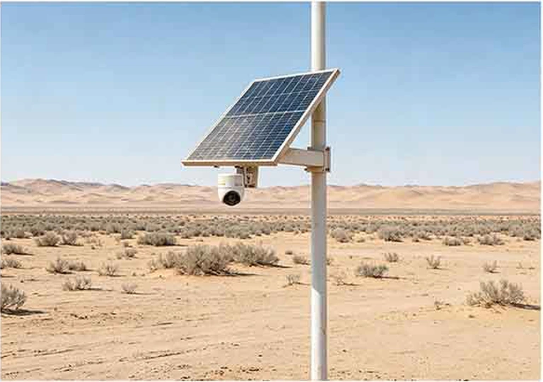 Système de surveillance solaire installé dans un désert